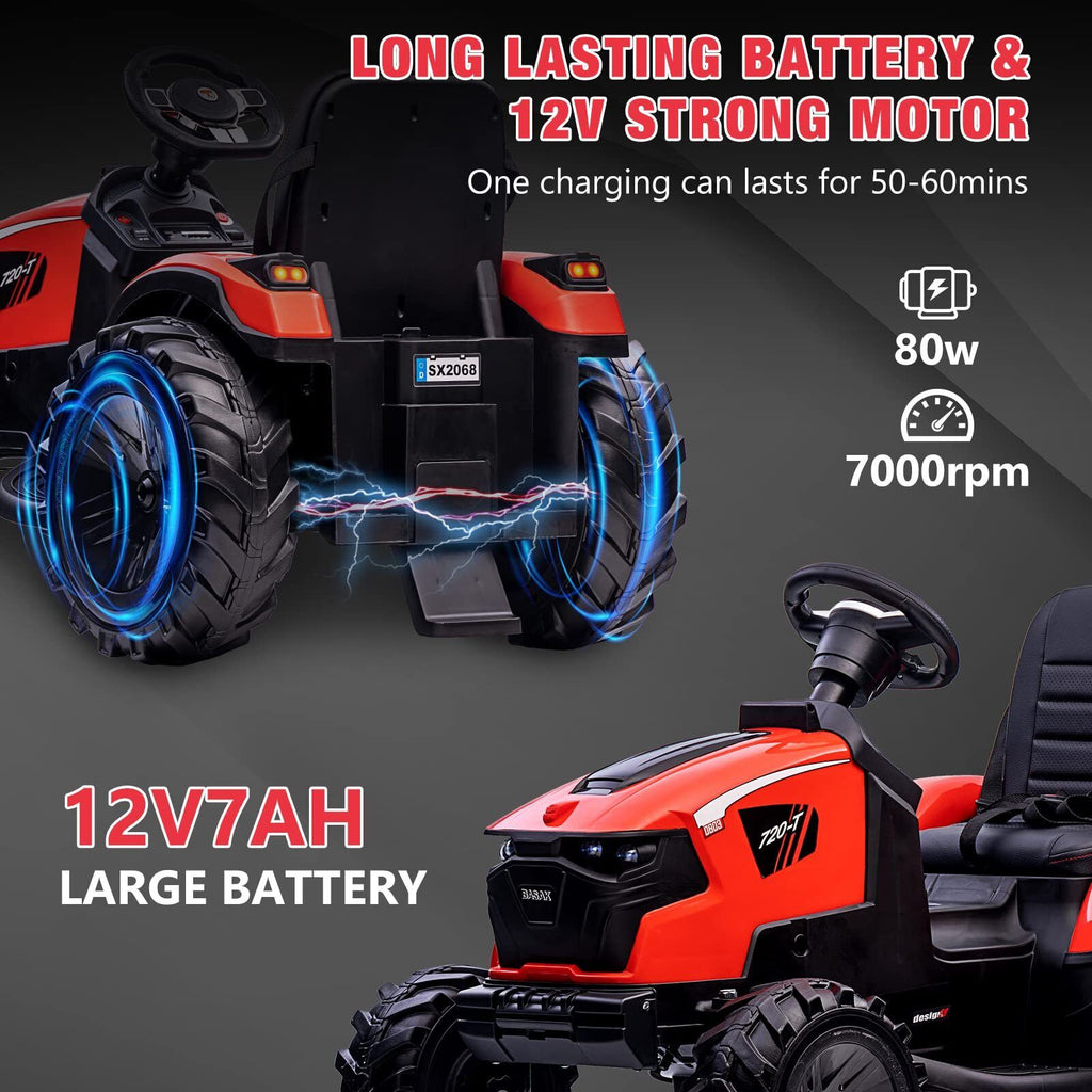 Electric Kids Ride on Tractor with Remote Control and LED Lights