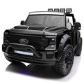 24V FORD F450 SPECIAL EDITION CHILDREN'S ELECTRIC VEHICLE TRUCK DOUBLE SEATER HEADLIGHTS WITH REMOTE CONTROL - BLACK