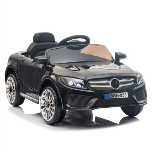 Electric Ride-On Car for Kids with Remote Control and LED Lights - Black