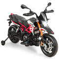 Aprilia 12V Kids Ride-On Motorcycle with Training Wheels in Red - Officially Licensed