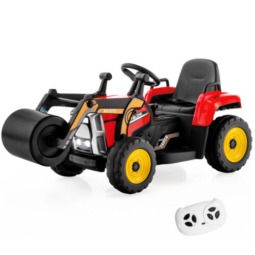 12V Electric Tractor for Kids with Remote Control, Music, and LED Lights - Red