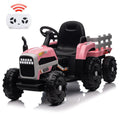 Electric Pink Tractor and Trailer Ride-On Toy for Toddlers (12V)