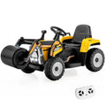 12V Electric Tractor for Kids with Remote Control, Music, and LED Lights - Yellow