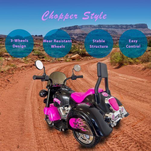 Electric 3-Wheel Chopper Motorcycle Toy for Kids with LED Headlights