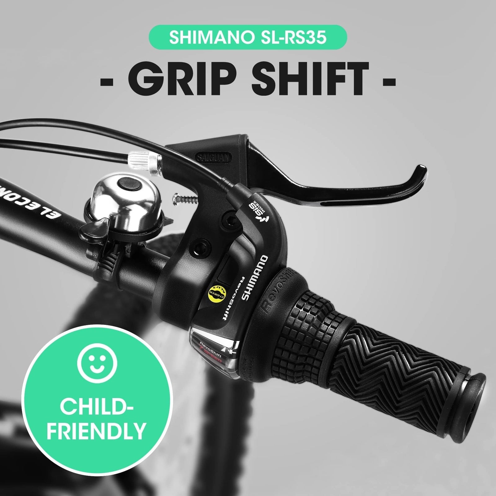 20 Inch Kids' Mountain Bike for Boys and Girls Ages 7-12 with 7-Speed Gear