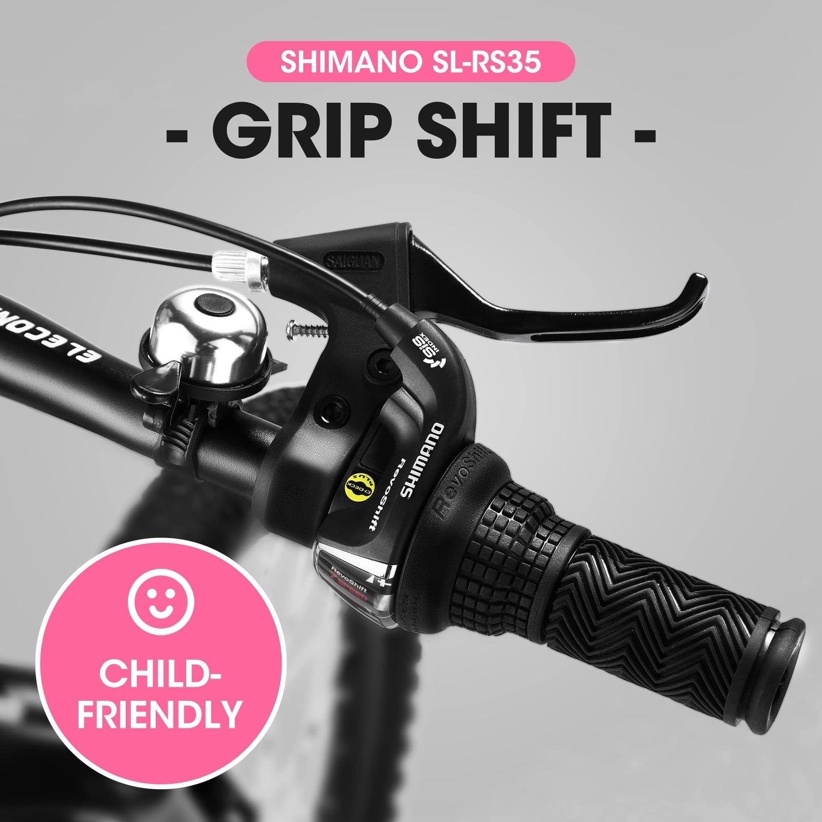 20 Inch Kids' Mountain Bike for Boys and Girls Ages 7-12 with 7-Speed Gear