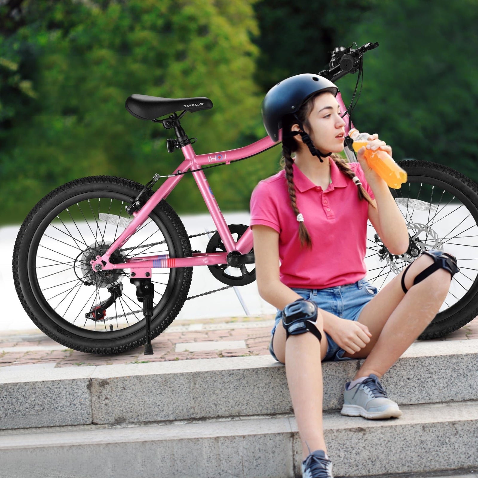 20 Inch Kids' Mountain Bike for Boys and Girls Ages 7-12 with 7-Speed Gear