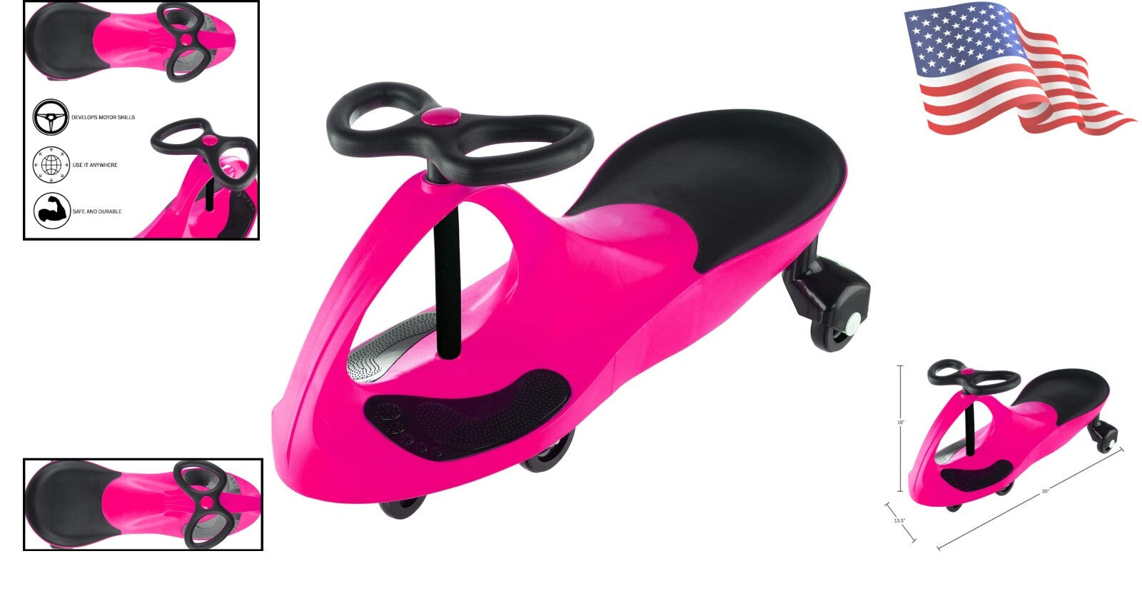 Safe and Easy Wiggle Car Ride-On Toy No Gears Pedals or Batteries Required