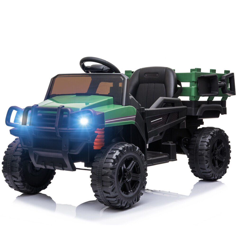 SEGMART 12V Ride-On Tractor Truck with RC Control and Trailer for Kids