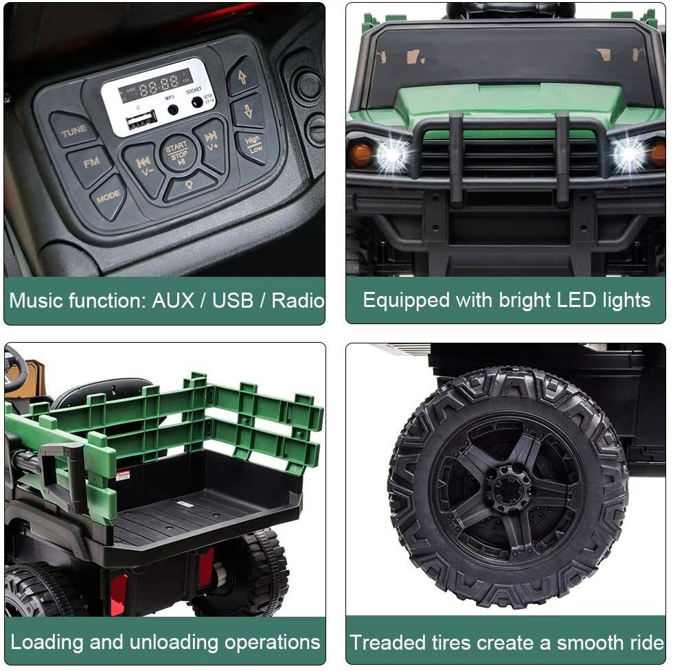 SEGMART 12V Ride-On Tractor Truck with RC Control and Trailer for Kids