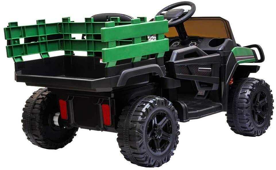 SEGMART 12V Ride-On Tractor Truck with RC Control and Trailer for Kids