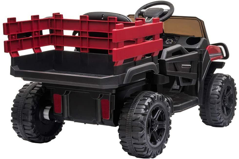 SEGMART 12V Ride-On Tractor Truck with RC Control and Trailer for Kids