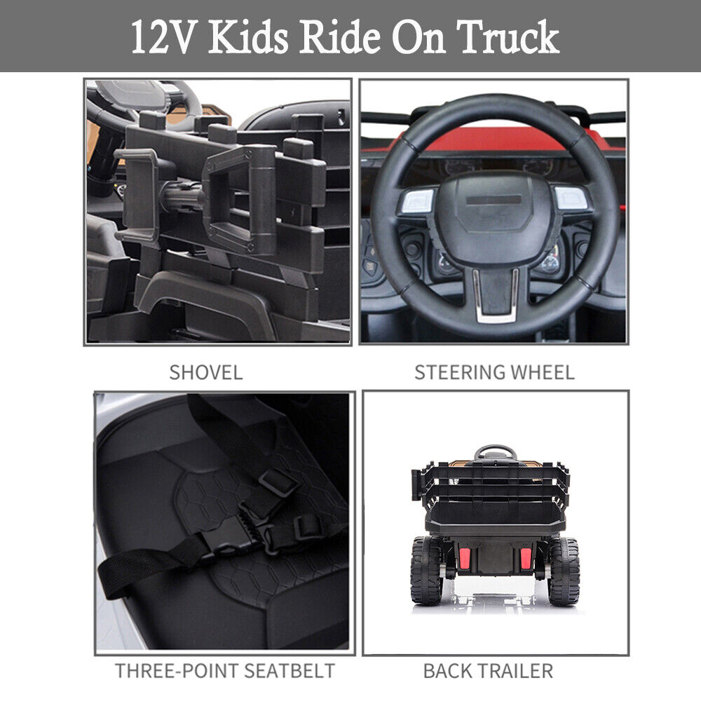 SEGMART 12V Ride-On Tractor Truck with RC Control and Trailer for Kids
