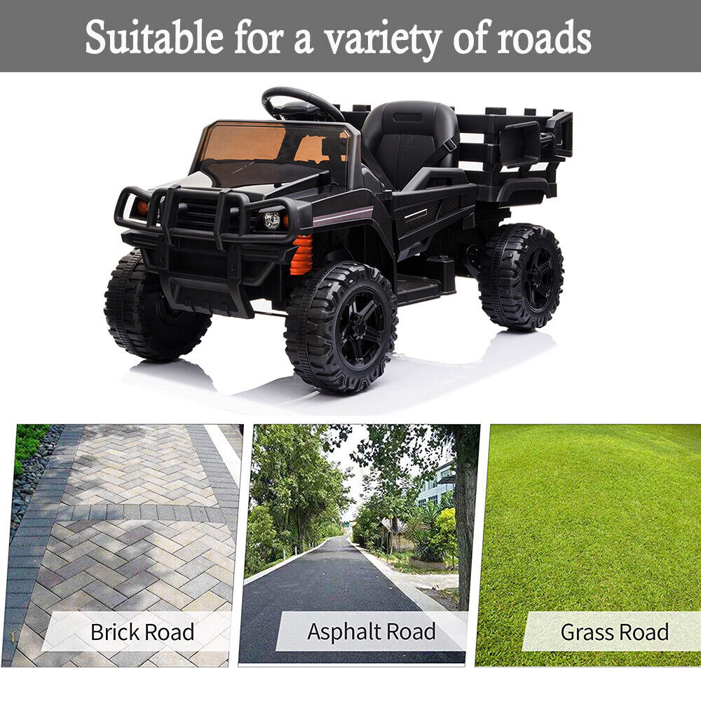 SEGMART 12V Ride-On Tractor Truck with RC Control and Trailer for Kids