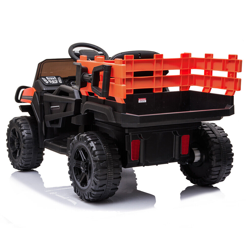SEGMART 12V Ride-On Tractor Truck with RC Control and Trailer for Kids