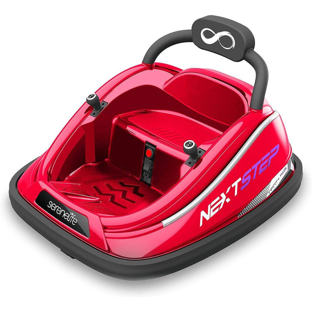 360 Degree Rotating Bumper Car with Adjustable Belt and Controls in Red