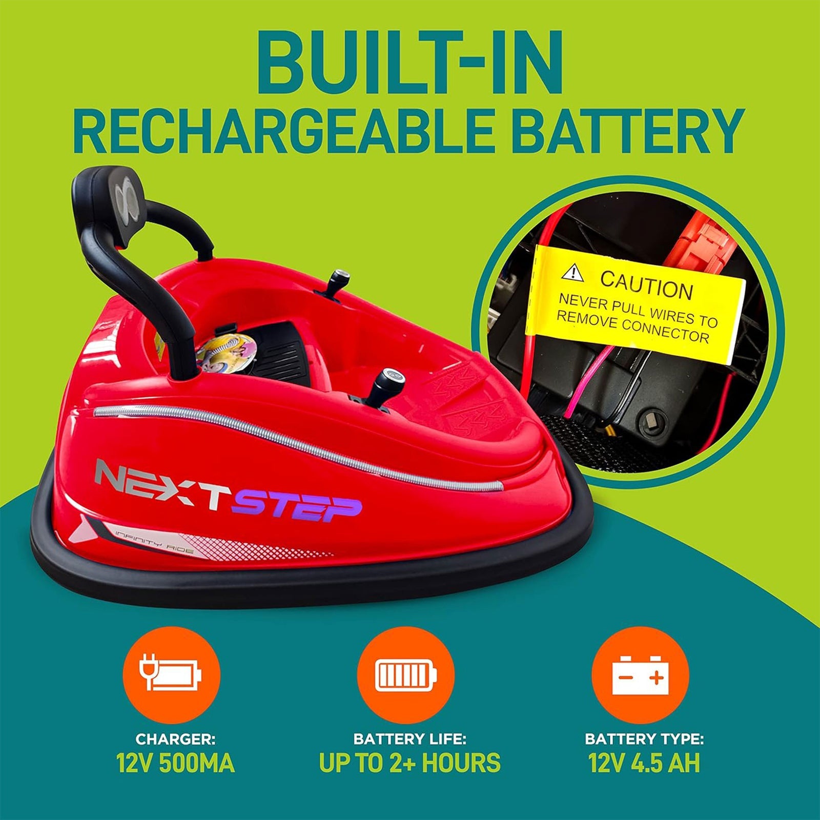 360 Degree Rotating Bumper Car with Adjustable Belt and Controls in Red