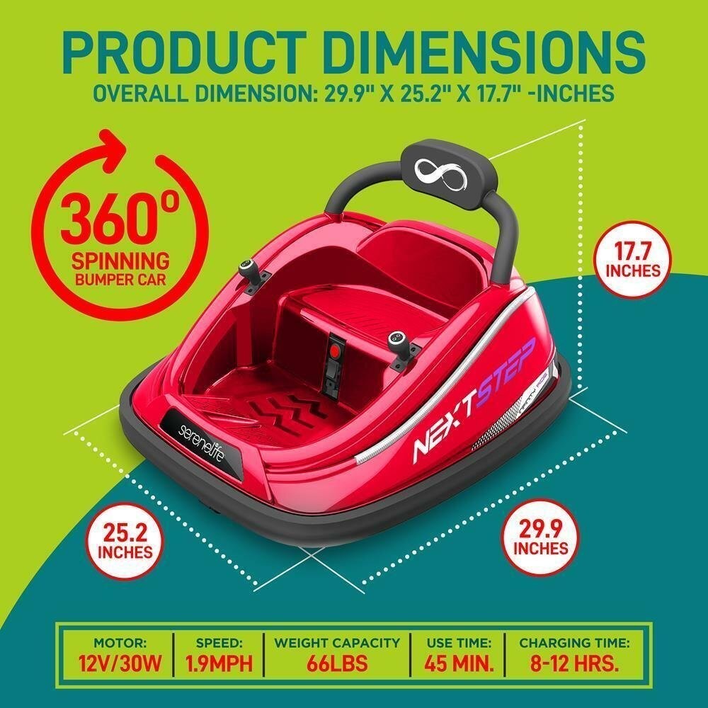 Electric Ride-On Bumper Car with Remote Control for Kids Ages 4-7, Red