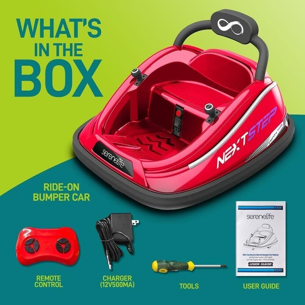 Electric Ride-On Bumper Car with Remote Control for Kids Ages 4-7, Red