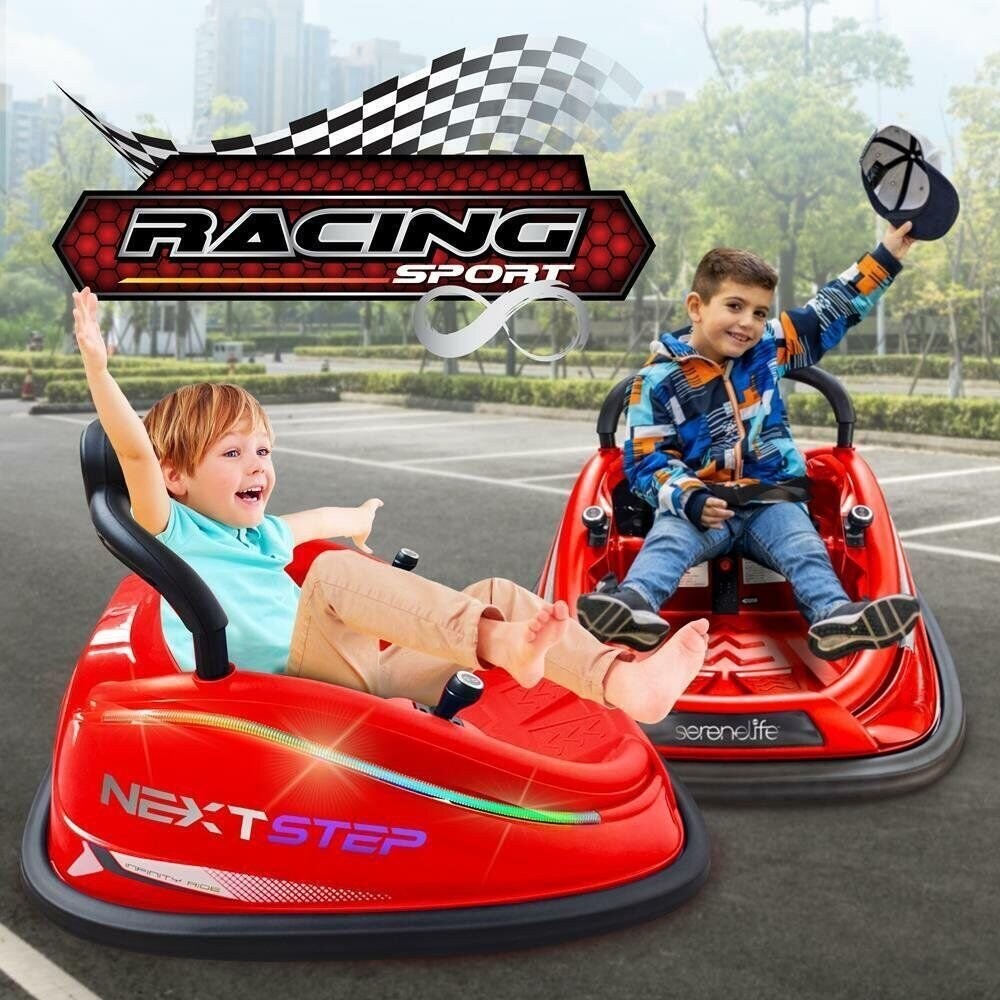 Electric Ride-On Bumper Car with Remote Control for Kids Ages 4-7, Red