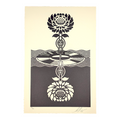 Shepard Fairey "Obey Post-Punk Flower (Black) Letterpress" Print