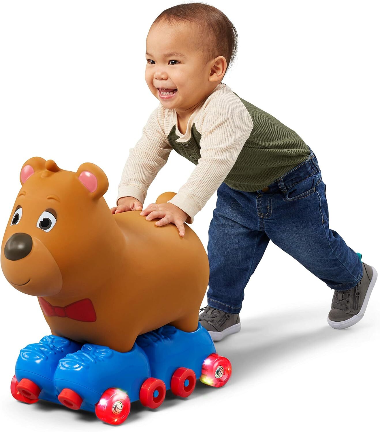 Toddler Ride-On Bear Toy for Ages 1-3 with Soft Foot-to-Floor Design