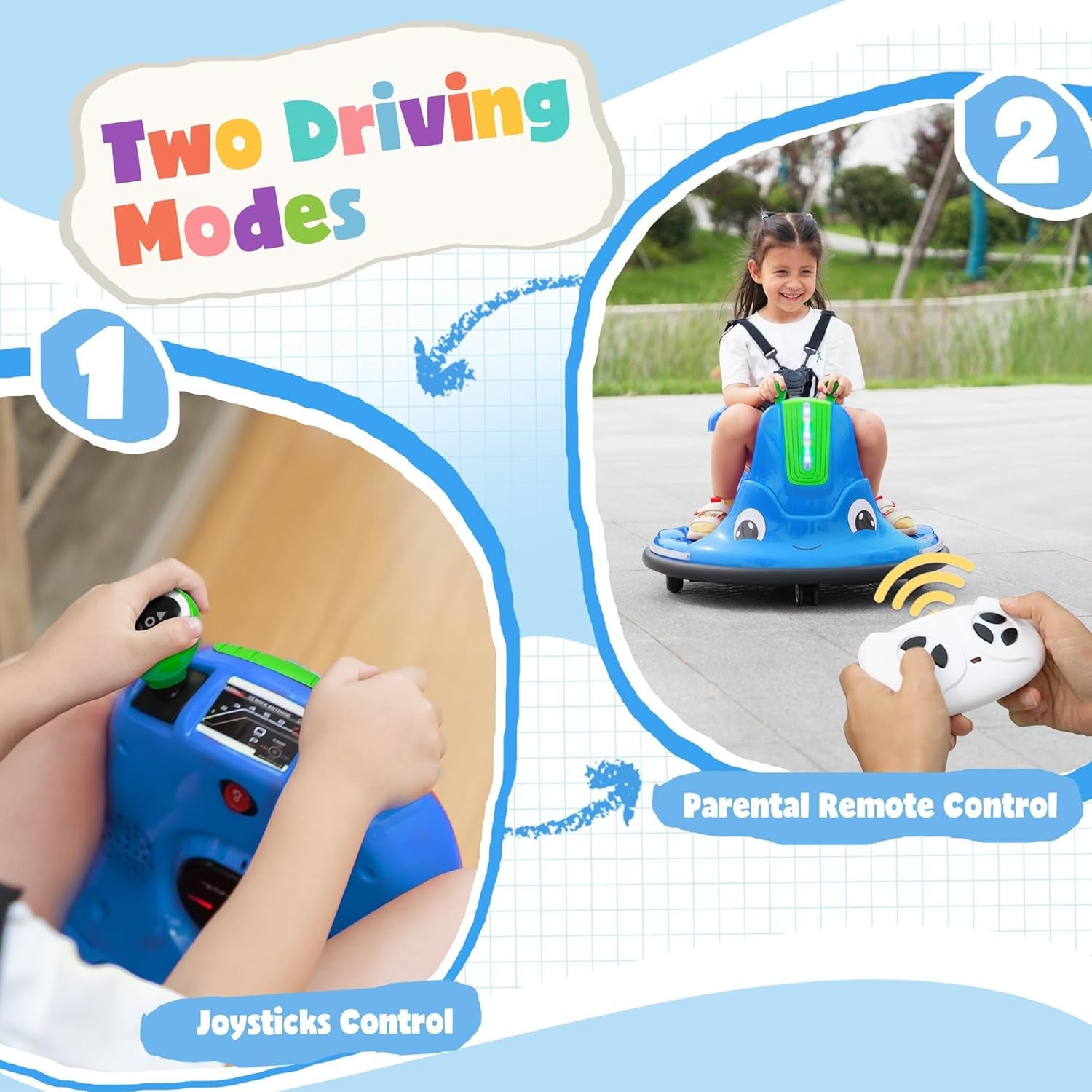 12V Electric Kids Ride-On Bumper Car with Remote Control