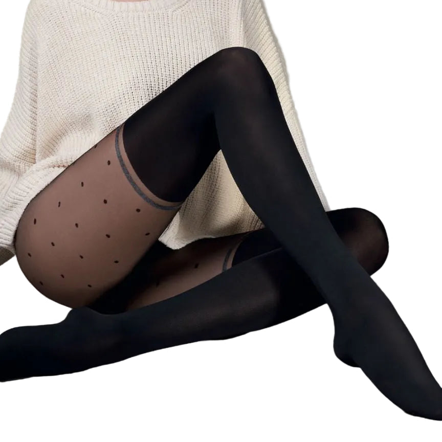 Patterned Microfibre Tights with Lycra (Black)