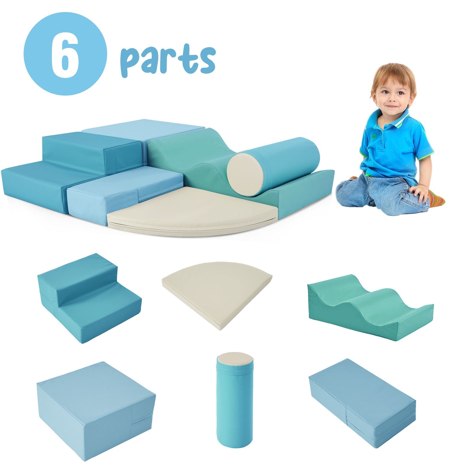 Soft Climb and Crawl Foam Playset 6-in-1 Soft Play Equipment for Kids