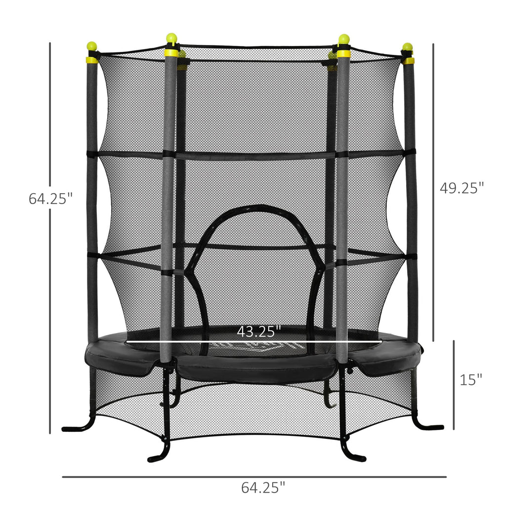 5.3' Kids Indoor Trampoline 64" with Safety Enclosure