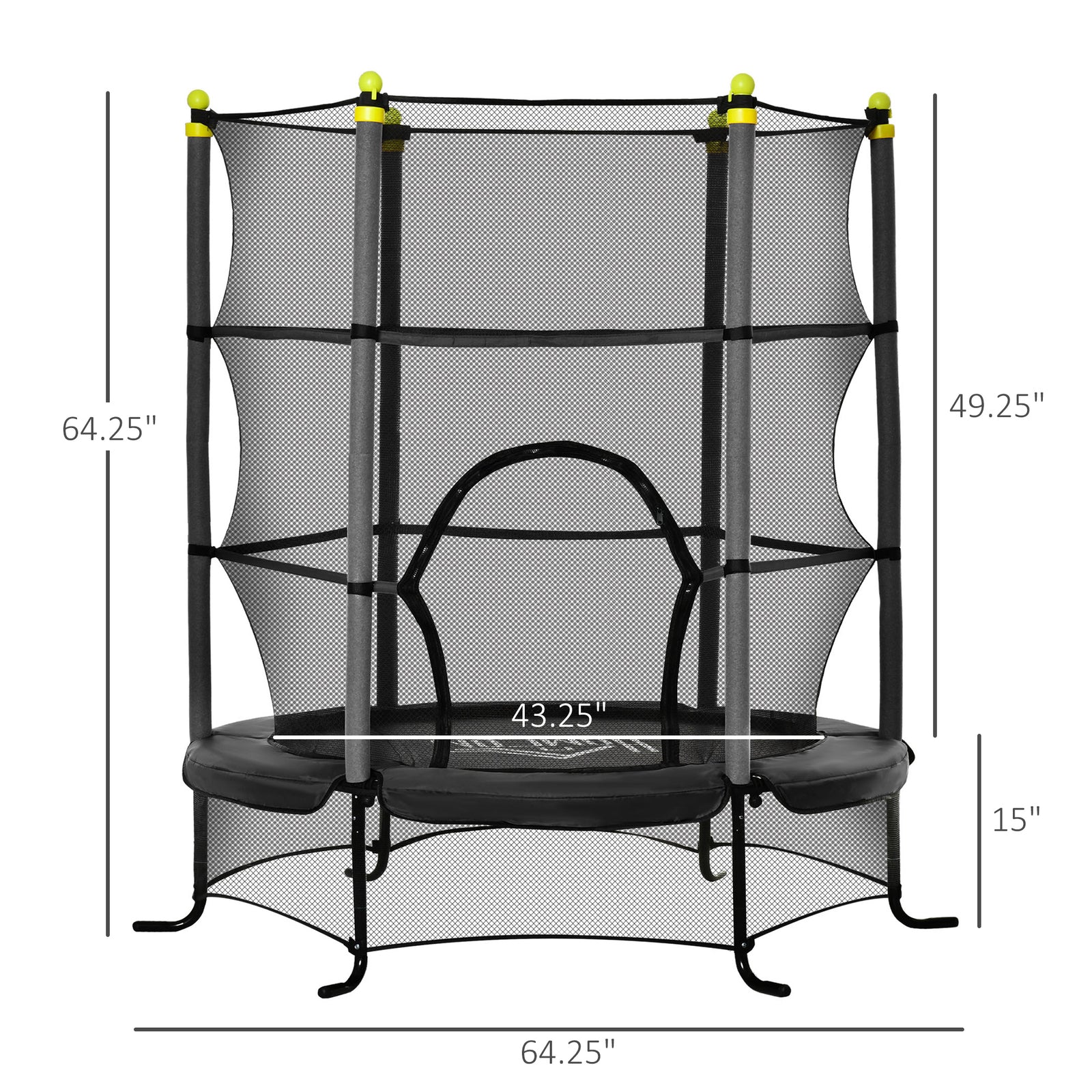 5.3' Kids Indoor Trampoline 64" with Safety Enclosure