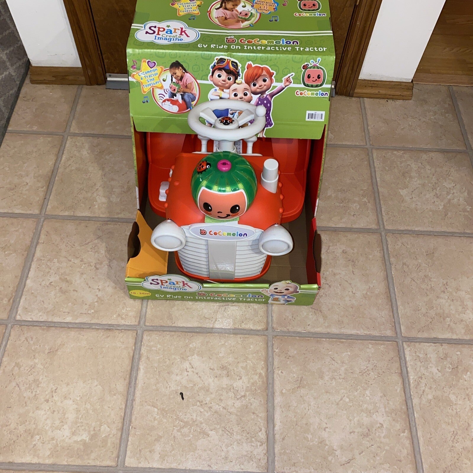 Interactive CoComelon 6V Ride-On Tractor Toy for Kids Ages 1.5-3 Years