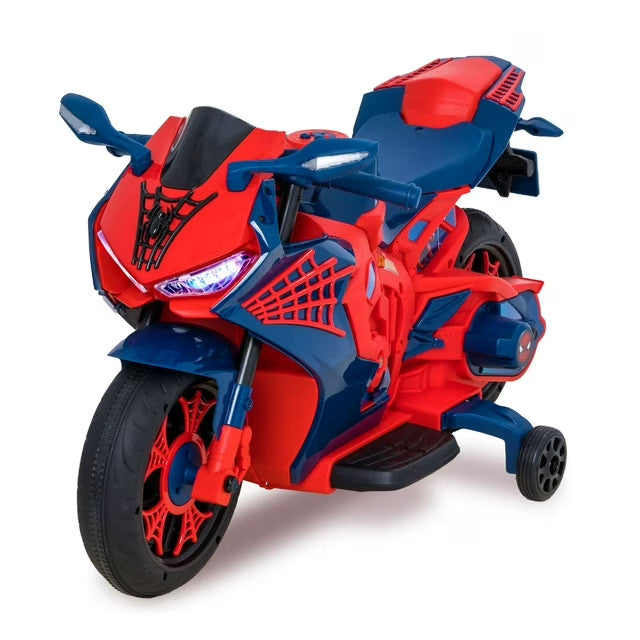 Spider-Man 6V Rechargeable Ride-On Motorcycle Toy for Kids Ages 3 and Up