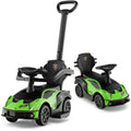 3-in-1 Licensed Lamborghini Ride-On Push Stroller Car with Sound Green