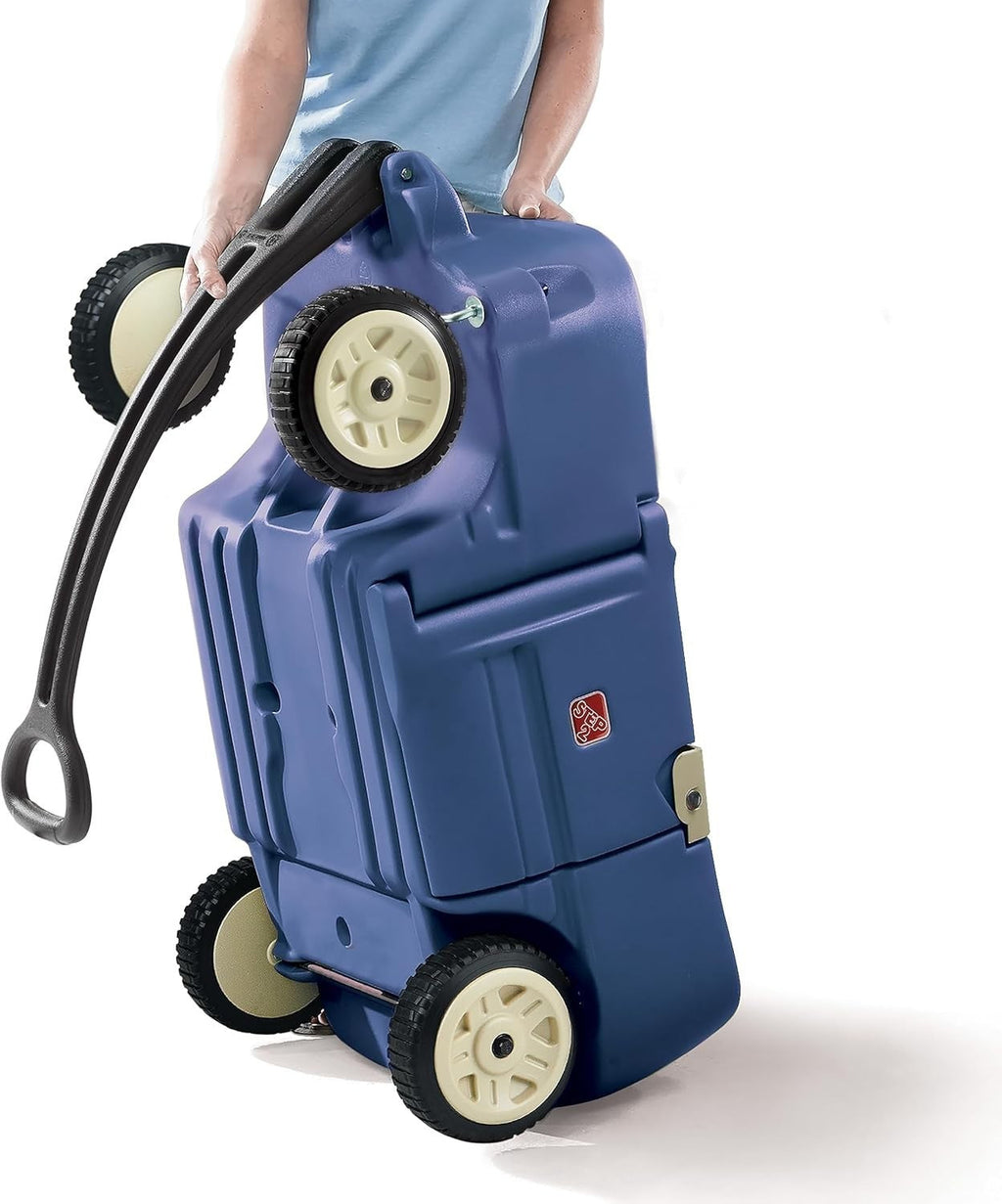 Denim Blue Kids Wagon with Cup Holders for Safe Outdoor Riding