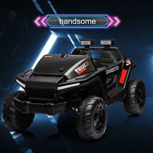 Supercharged Leather Seat 4-Wheel Kids Ride-On Car with Dual 200W Motors - 24V, 7A, 200W x 2