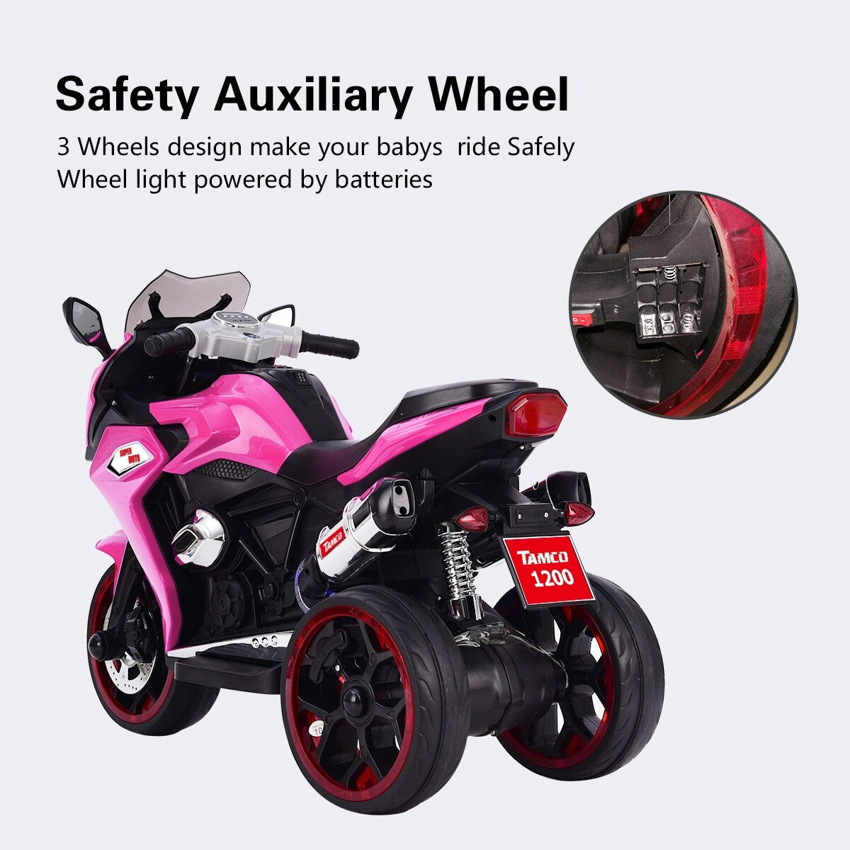 12V Kids Electric Ride-On Motorcycle Battery-Powered Bike for Girls