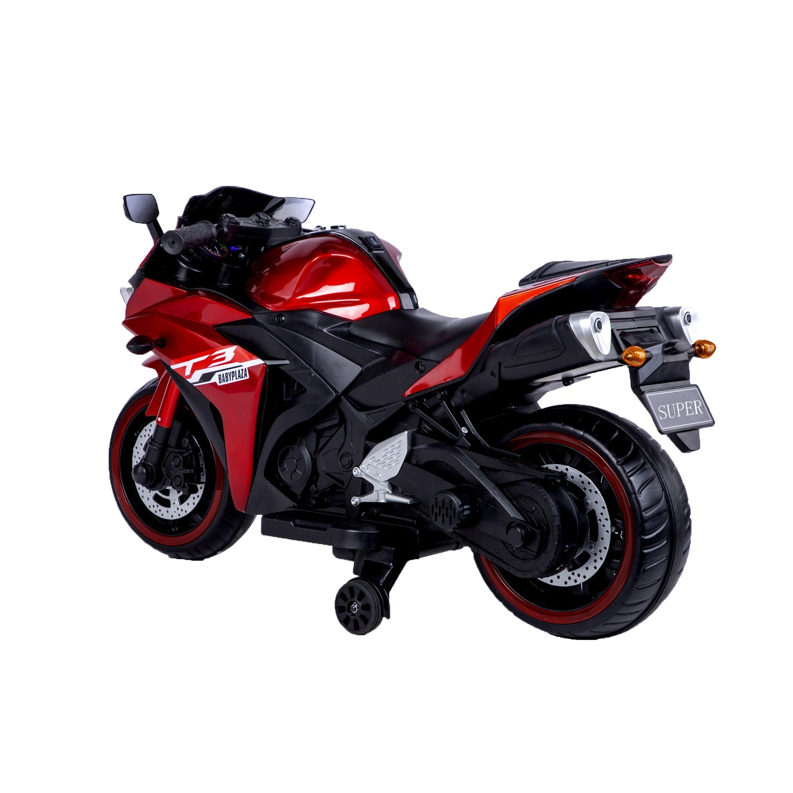 12V Kids Ride-On Motorcycle Toy with Training Wheels and Hand Control