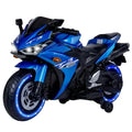 12V Kids Ride-On Motorcycle with Hand Racing and Foot Brake, Light-Up Wheels