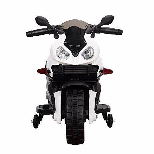 Tamco Sports Electric Motorcycle Ride On Toy with Training Wheels in White