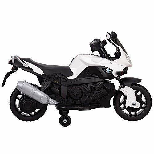 Tamco Sports Electric Motorcycle Ride On Toy with Training Wheels in White