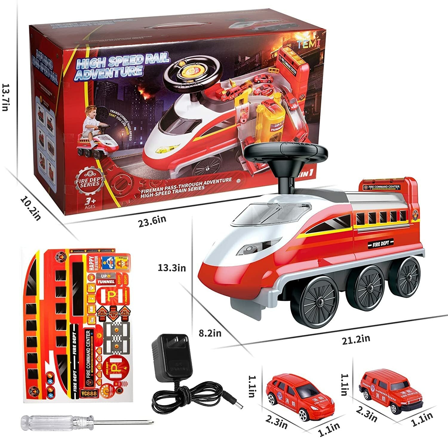 Electric High-Speed Ride-On Firefighting Rail Train Toy
