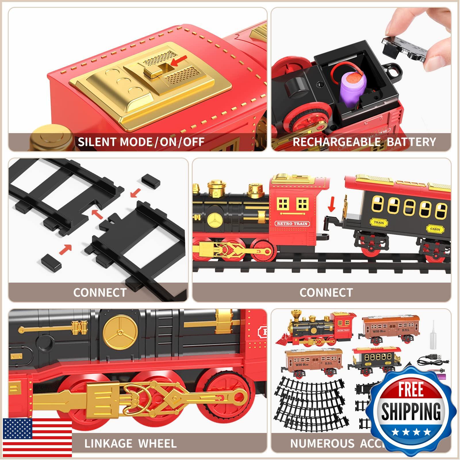 Train Set for Toddlers Ages 3-5 with Steam Engine and Cargo Car