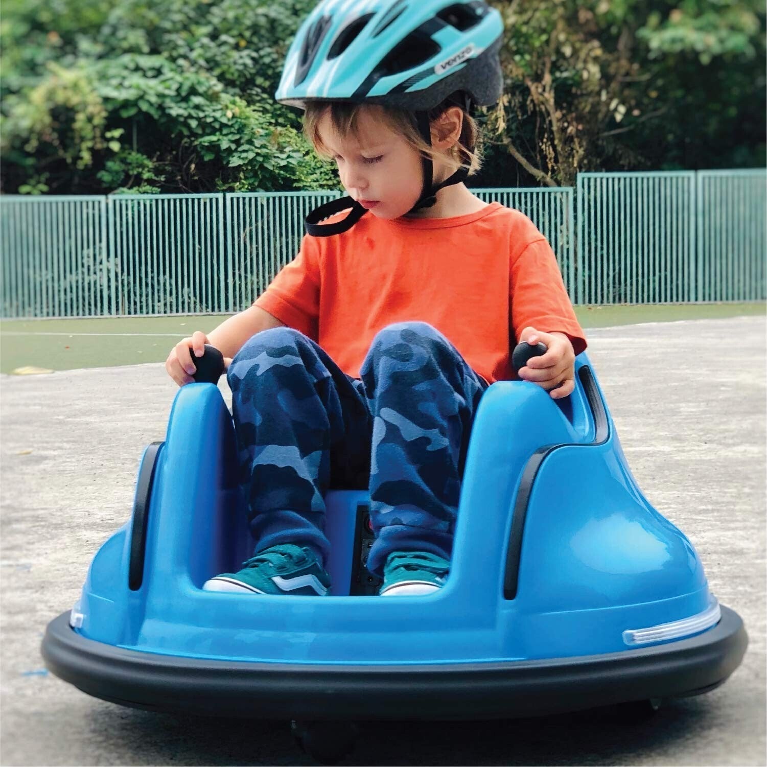 Electric Bubble RC Kids Bumper Car with Lights and Music - Blue