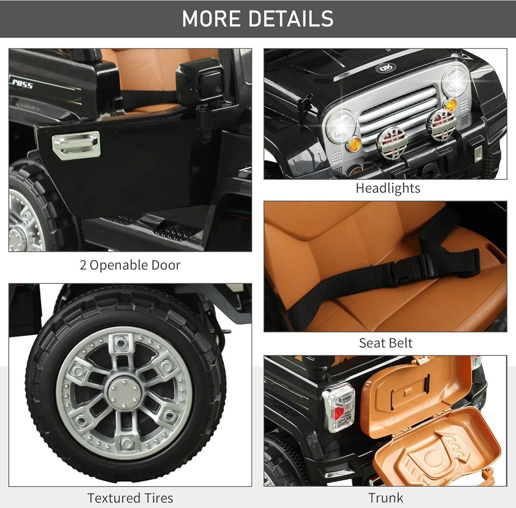 12V Kids Ride-On Truck with Remote Control and MP3 Connectivity in Black