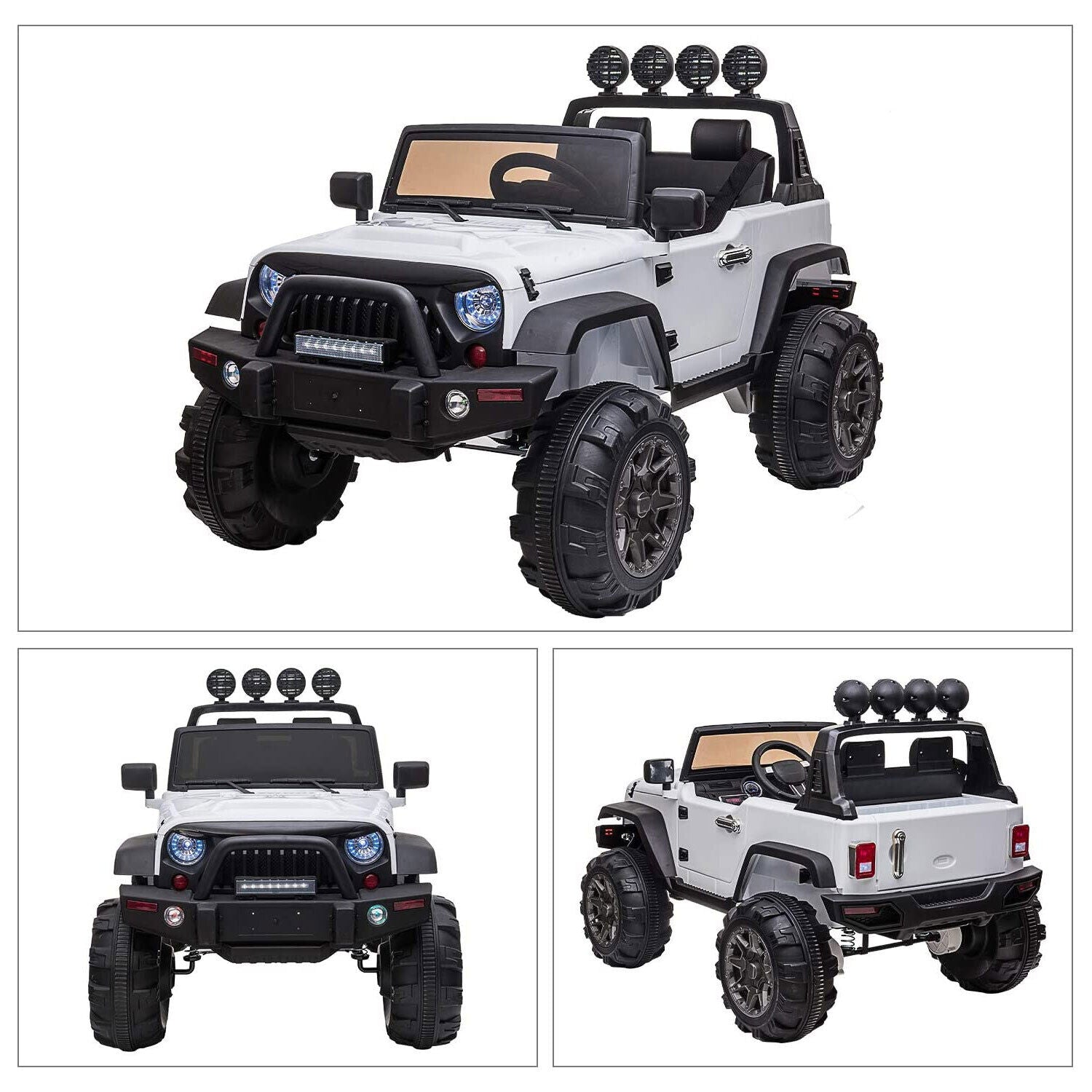 TOBBI 12V 2-Speed Battery Powered Jeep Wrangler Ride On Toy - White (Open Box)