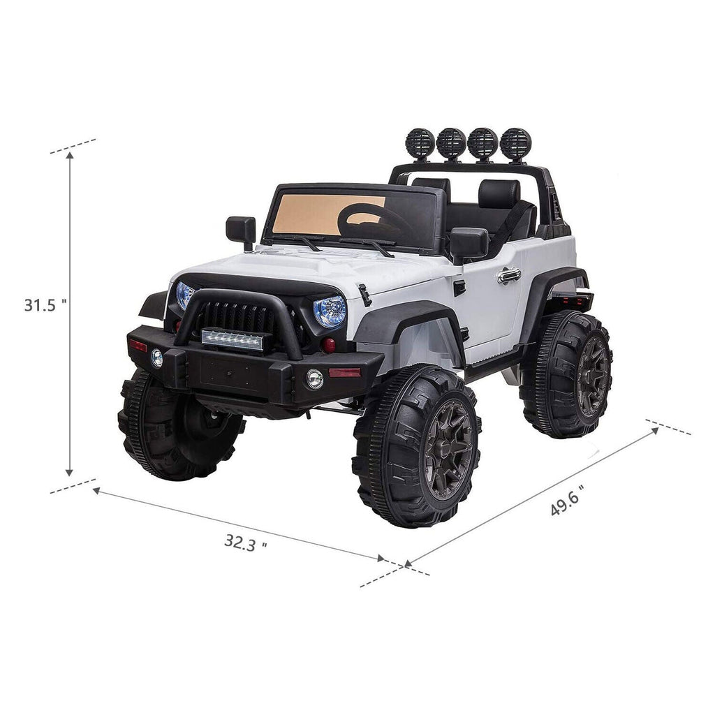 TOBBI 12V 2-Speed Battery Powered Jeep Wrangler Ride On Toy - White (Open Box)
