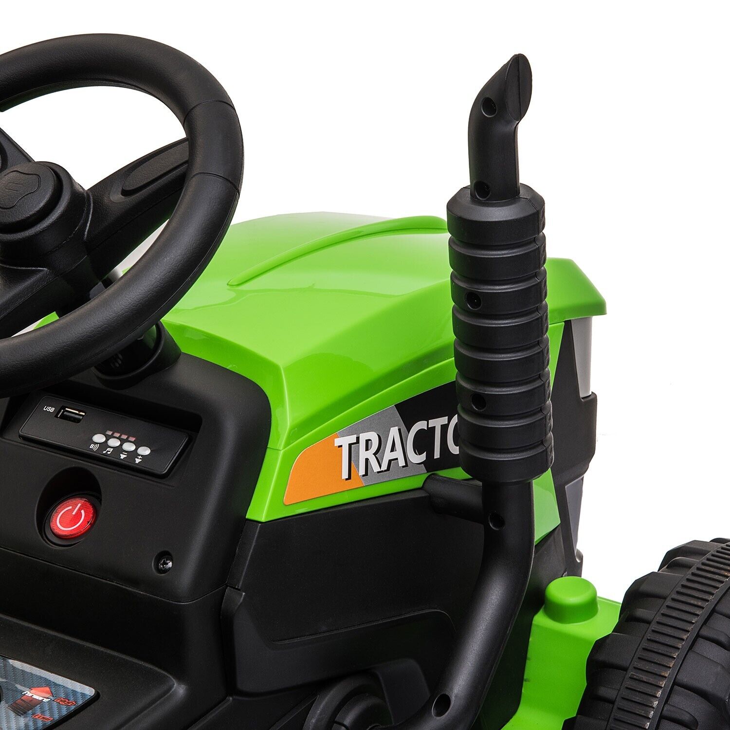 TOBBI 12V Battery-Powered Toy Tractor with Trailer for Kids' Electric Ride-On Fun