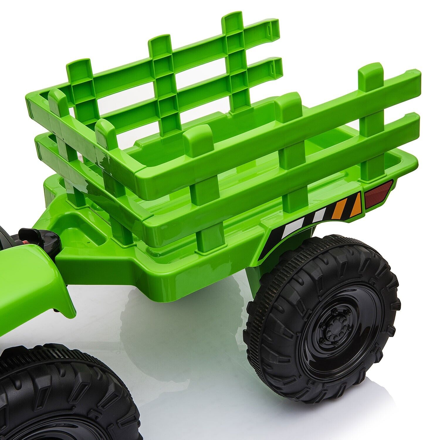 TOBBI 12V Battery-Powered Toy Tractor with Trailer for Kids' Electric Ride-On Fun