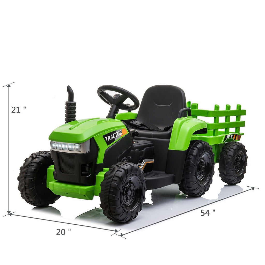 TOBBI 12V Battery-Powered Tractor Ride-On with Trailer for Kids - Electric Vehicle Fun!